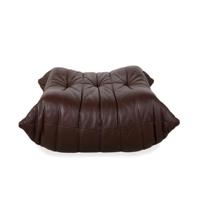 Togo Ottoman in Brown Leather by Michel Ducaroy for Ligne Roset For Sale - Image 14 of 15