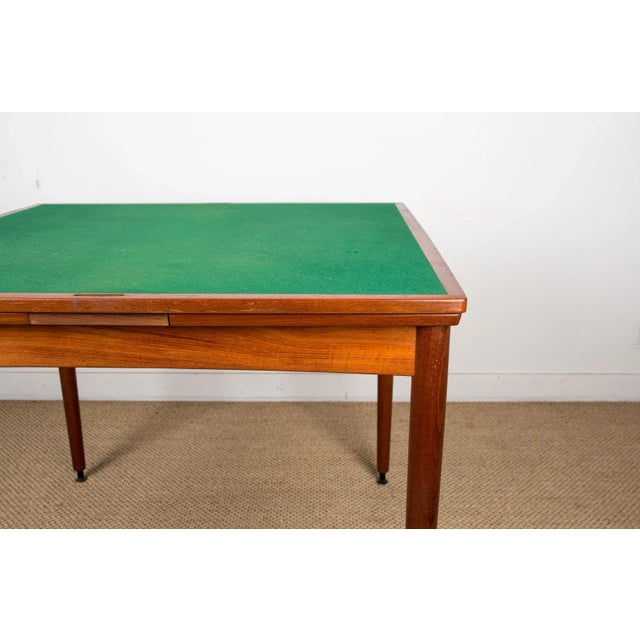 Danish Teak and Felt Games Table by Carlo Jensen for Hundevad & Co, 1958 For Sale - Image 3 of 17
