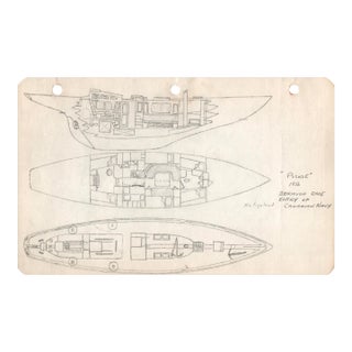 1940s Maine Marine Architectural Drawing on Paper For Sale
