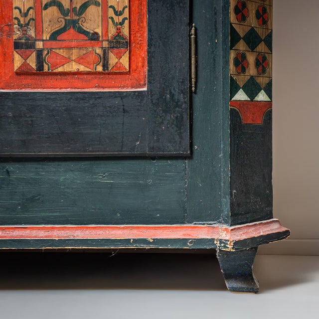 Franconian Folk Art Hand-Painted Armoire, Early 19th Century For Sale - Image 4 of 8