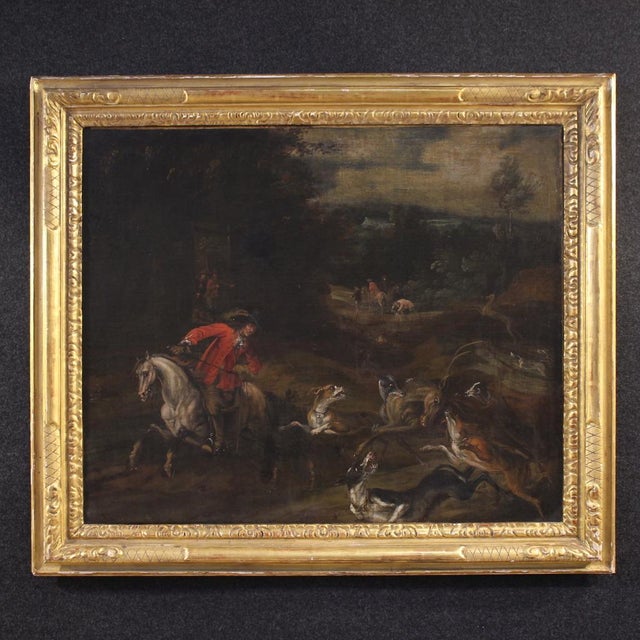 Italian Artist, Deer Hunting Scene, 1770, Oil on Canvas, Framed For Sale - Image 16 of 16