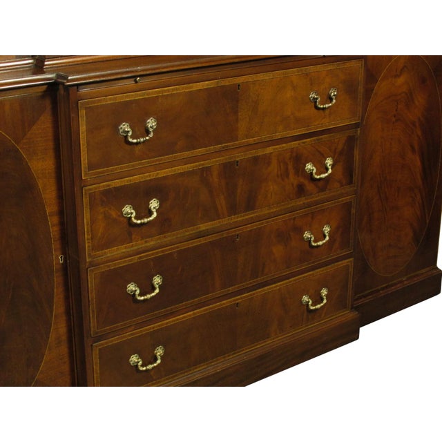 1950s Georgian Style Inlaid Breakfront, Attributed For Sale - Image 9 of 13