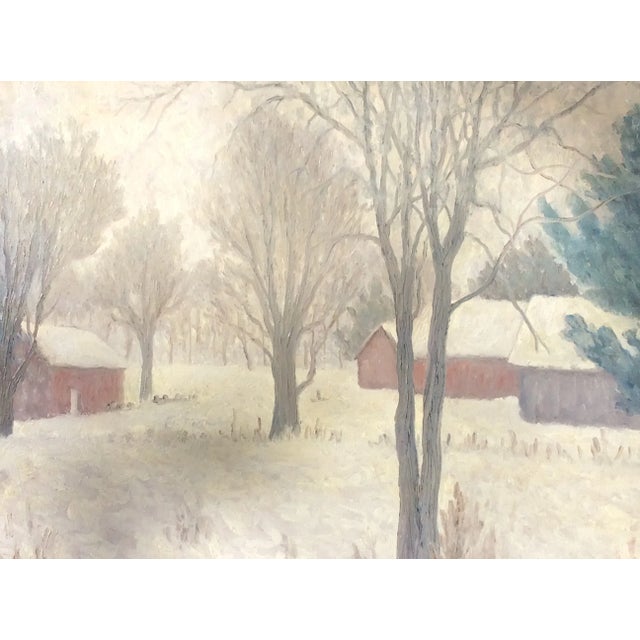 1970s Vintage Henry Trask Reilly Vermont Winter Landscape Oil Painting - Original American Impressionist Art For Sale - Image 5 of 10