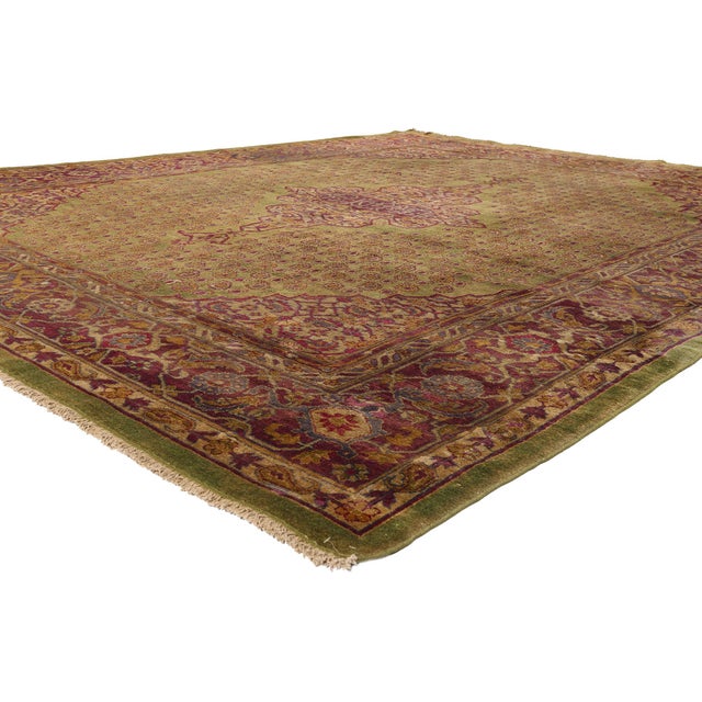 79549 Antique Indian Agra Rug, 10'02 x 12'06. A Beloved Garden: Late 19th Century Indian Agra Masterpiece of Timeless...
