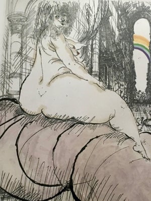Ralph Steadman, The Temple, Large Nude Woman with Rainbow Ralph Steadman