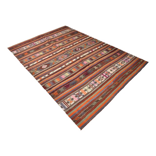 Vintage Wool Area Kilim Rug For Sale