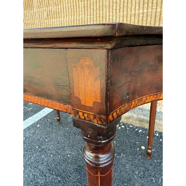 Antique Federal Sheraton Style Inlaid Flame Mahogany Folding Top Card or Gaming Table For Sale - Image 12 of 18