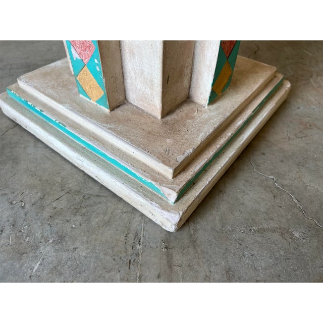 1980's Vintage Southwestern / Postmodern Geometric Pedestal by Austin Prod. For Sale - Image 9 of 13