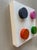 Wood Assemblage painted in Acrylic Paint and clear coat Title : Lee-go III wood cleat on back for hanging Born in...