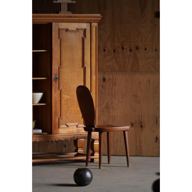 Mid-Century Modern Danish Oak Cabinet with Carved Doors and Decorative Base, 1950s For Sale - Image 10 of 17