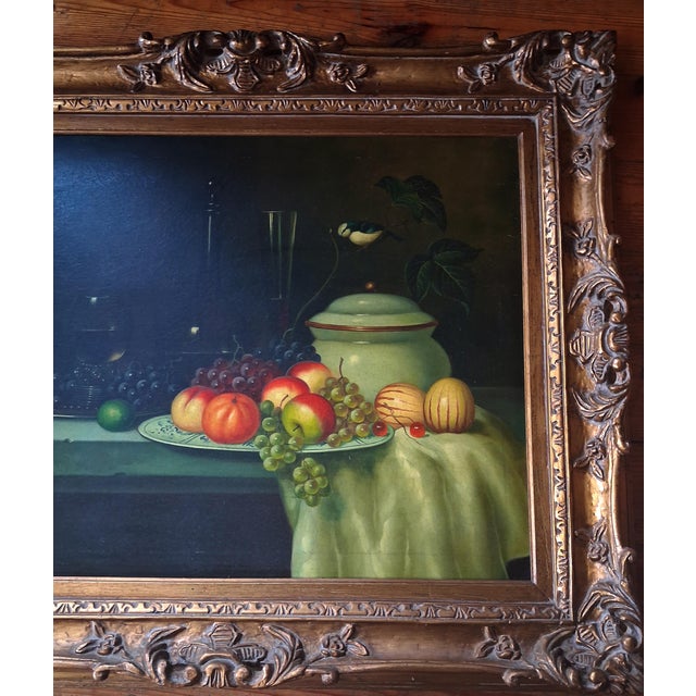 A stunning and richly detailed vintage still life oil painting executed in the tradition of classical master Johann Winck....
