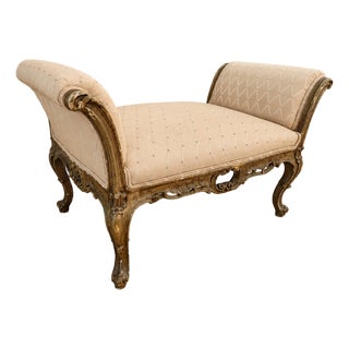 Antique French Carved Wood With Gold Leaf Bench, Circa 1890 For Sale
