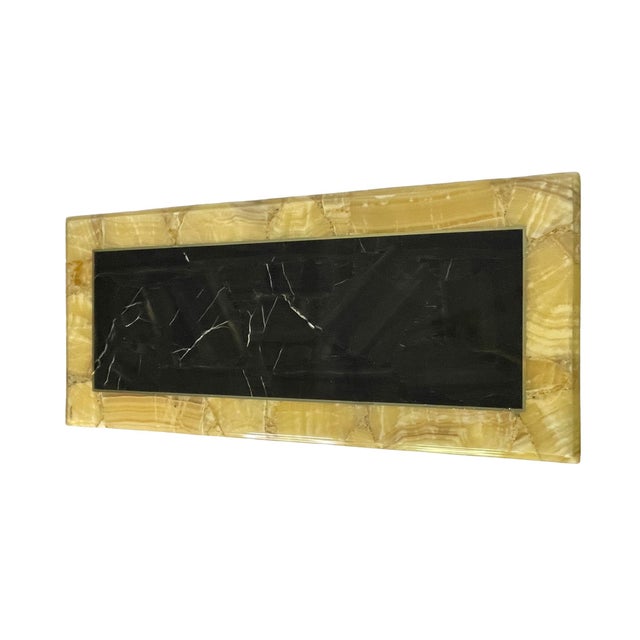 1960s 1960s Arturo Pani for Muller Black & Honey Onyx Coffee Table With Bronze Base, Mexico For Sale - Image 5 of 13