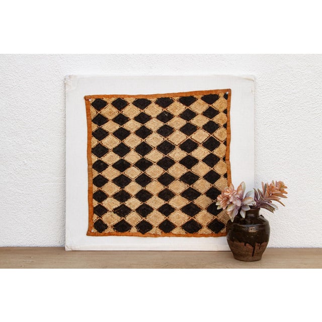 Textile Cross Hatching African Kuba Cloth Panel For Sale - Image 7 of 7