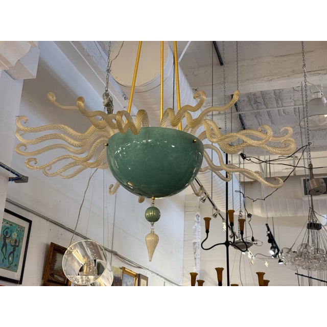 Italian Bacchus Glass Hand Blown Soliel Chandelier For Sale - Image 3 of 12