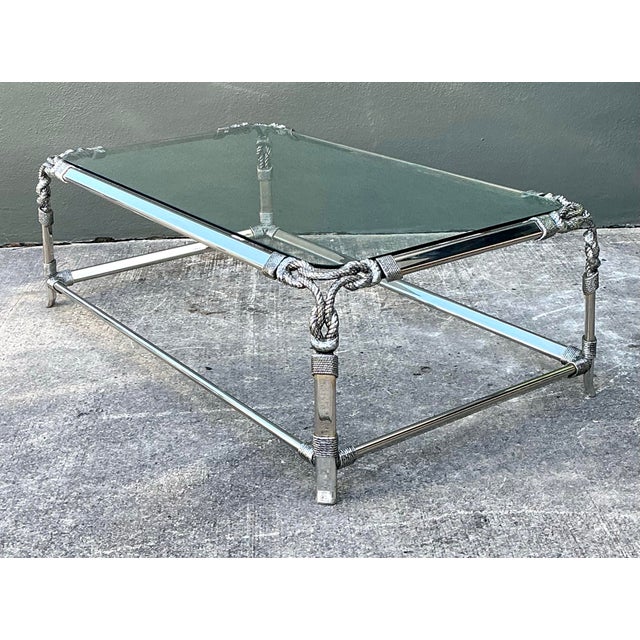 Vintage Chromed Rope and Knot Coffee Table For Sale In West Palm - Image 6 of 12