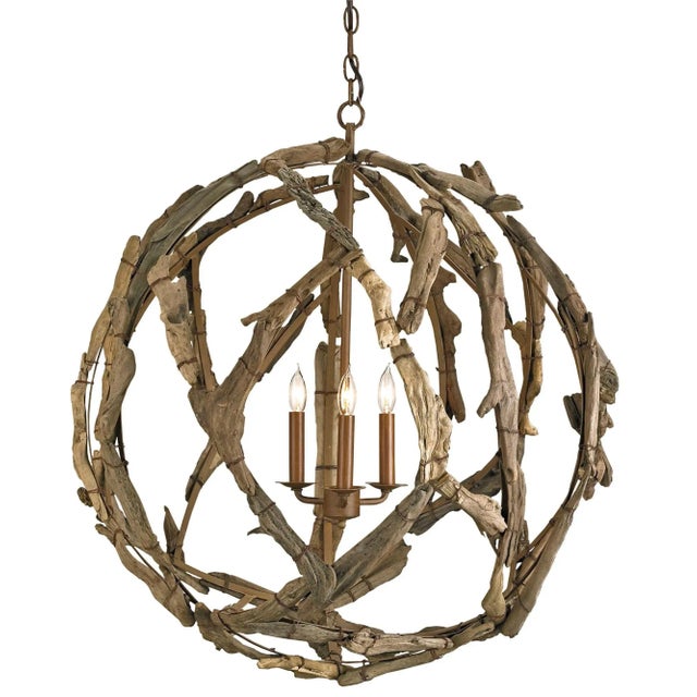 Coastal Currey & Company Driftwood Orb Chandelier For Sale - Image 3 of 3