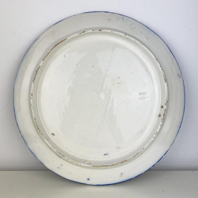 Blue Large Spanish Handpainted Blue Ceramic Plate, 1950s For Sale - Image 8 of 11