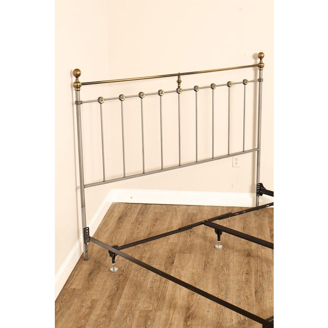 Contemporary Iron And Brass King Size Metal Bed Frame For Sale - Image 4 of 18
