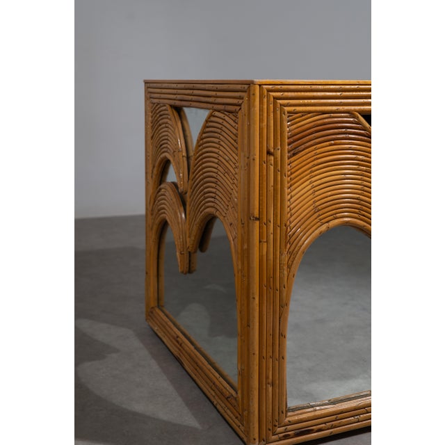 Brown Large Bamboo and Glass Planter by G.E G. Perri for Vivai del Sud, 1970s For Sale - Image 8 of 9