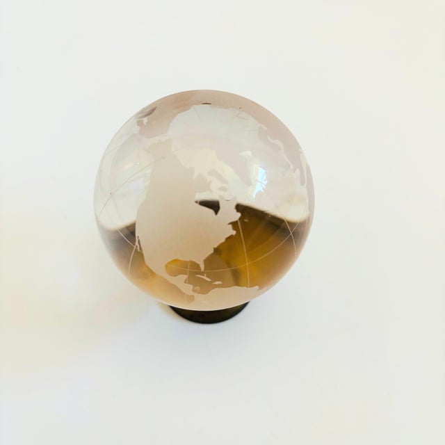 Metal Vintage Glass Globe on Brass Stand For Sale - Image 7 of 9