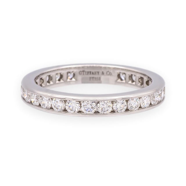 Tiffany and Co. Tiffany & Co. Plat Full Circle 3mm Channel-Set Diamond Eternity Band Ring 6.75 For Sale - Image 4 of 6