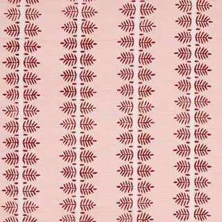 Schumacher Alva Hand Block Print Fabric in Blush For Sale