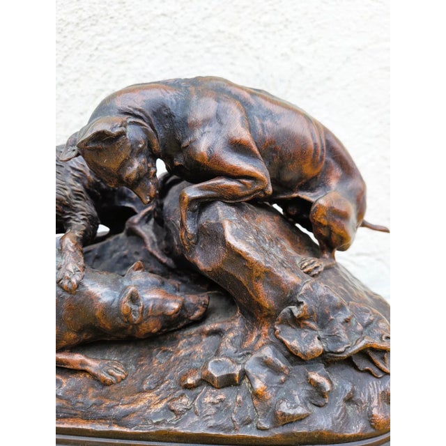 PJ Mêne, Rabbit Hunting, 19th Century, Bronze For Sale - Image 12 of 13