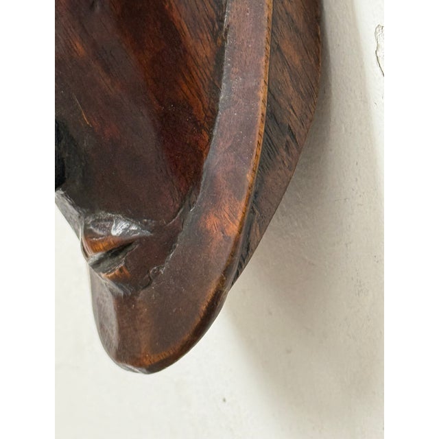 African Hand Carved Wood Wall Mask For Sale - Image 11 of 12