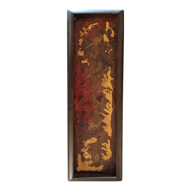 Vintage Oil Painted on Wood Inlay For Sale