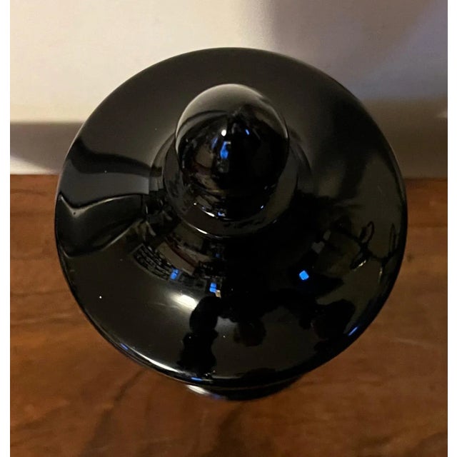 Glass Black Amethyst Glass Urn With Cover For Sale - Image 7 of 13