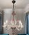 Venetian murano glass chandelier 1960’s clear murano glass with pink flowers height without chain and canopy 70 cm height...