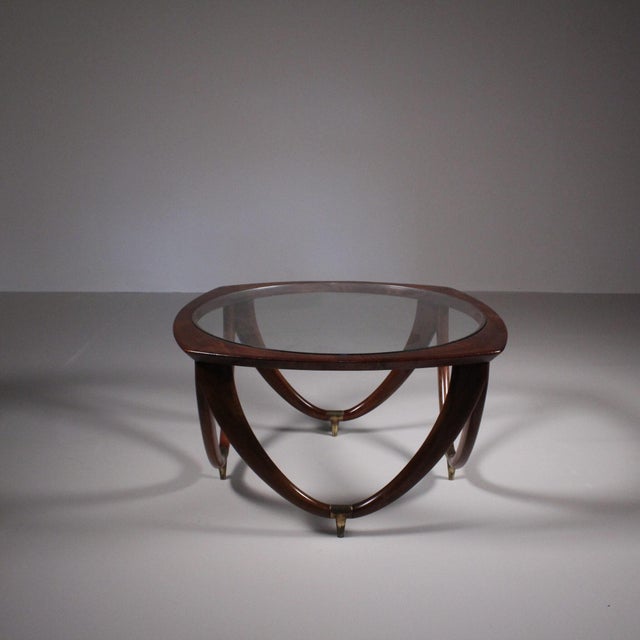 Wooden and Glass Coffee Table by Melchiorre Bega, 1950s For Sale - Image 4 of 5