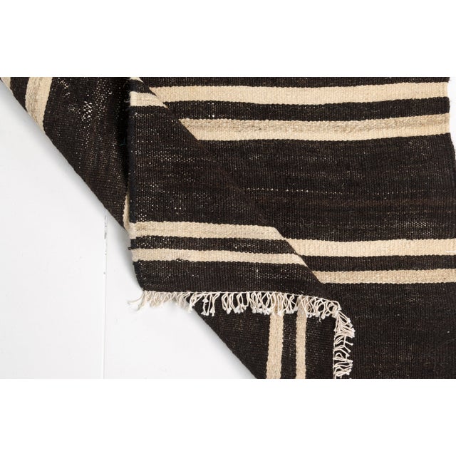 Anatolian Black & White Stripe Kilim Runner For Sale - Image 10 of 10