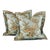 Designer P Kaufmann Aqua Brown Cream Tan French Country Scenic Toile Pillow Covers- 21" Pair For Sale