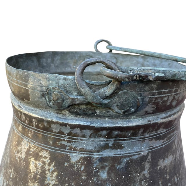 Silver Late 19th Century Antique Primitive Bucket, Cauldron or Pail With Handle For Sale - Image 8 of 12