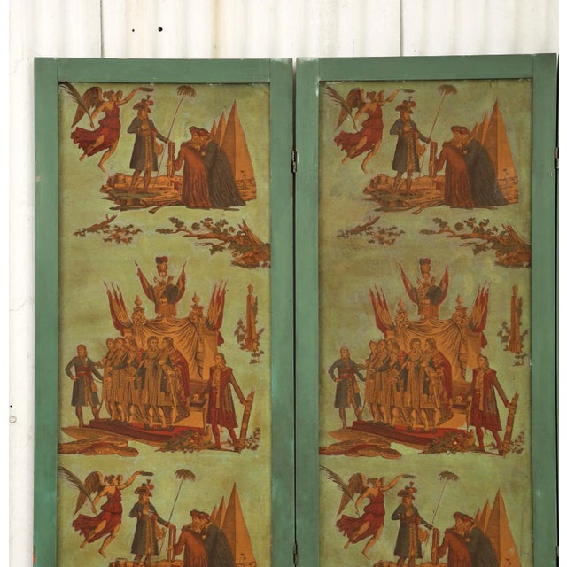 Wood French Empire Neoclassical Wallpaper Screen Attributed to Zuber For Sale - Image 7 of 13