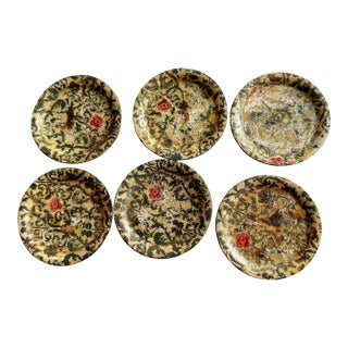 Vintage Mid-Century Paper Mâché Alcohol-Proof Coasters Set of 6 For Sale