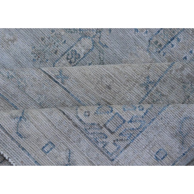 Modern Oushak Rug by Keivan, Light Blue Tribal Medallion, 8'10 X 11'8 For Sale - Image 11 of 12