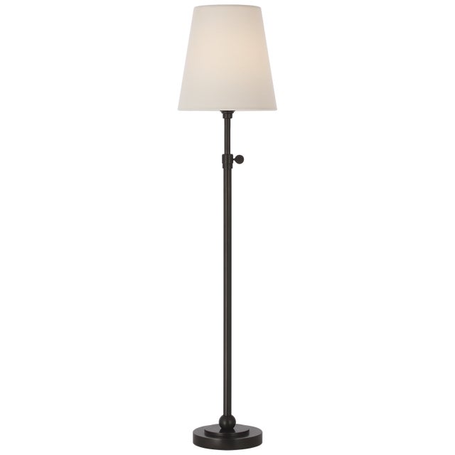 Modern Thomas O'Brien by Visual Comfort Signature Bryant 27" Adjustable Cordless Table Lamp in Bronze with Linen Shade For Sale - Image 3 of 3