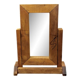 Late 20th Century Rustic Southwestern Folk Art Tabletop Cheval Mirror in Reclaimed Wood Frame For Sale