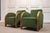 Vintage Green Velvet Lounge Chairs with Wooden Arm Overlays, Sweden, 1930, Set of 2 For Sale - Image 12 of 15