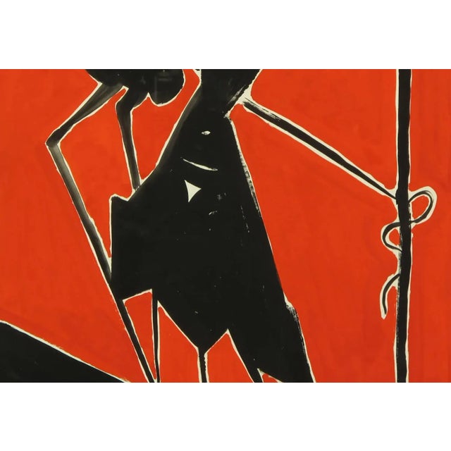 Ugo Sissa Ugo Sissa Red and Black Gouache on Card For Sale - Image 4 of 8