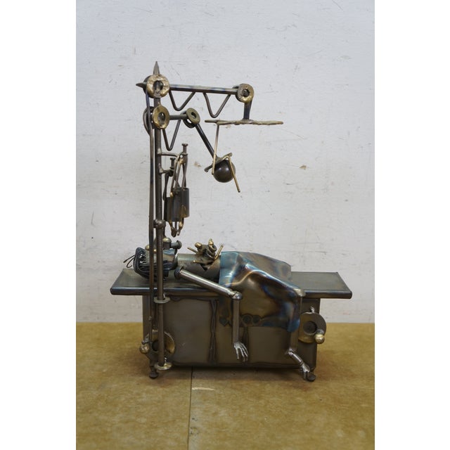 Vintage Handcrafted Metal Art Surgical Scene Sculpture Figurine Doctors Gift 13" For Sale - Image 6 of 18