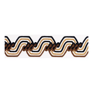 SAMPLE - Schumacher The Twist Embroidered Tape In Brown For Sale