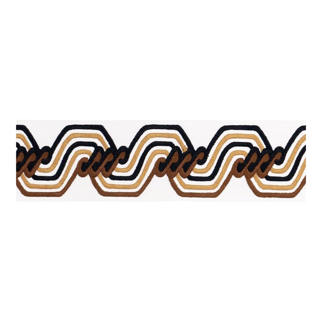 SAMPLE - Schumacher The Twist Embroidered Tape In Brown For Sale