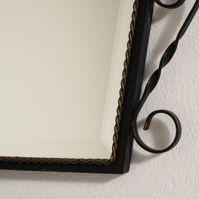 Wrought Iron Wall Mirror, Antique, France, Circa 1970 For Sale In Greensboro - Image 6 of 8