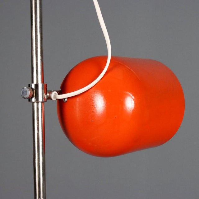 Metal Vintage Orange Enameled Metal Lamp For Sale - Image 7 of 9