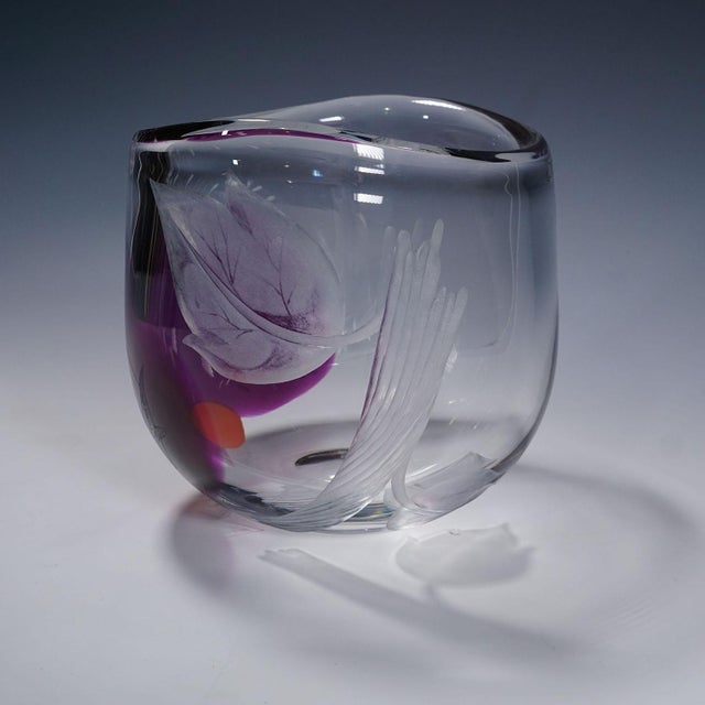 Tree of Live Art Glass Vase by Olle Alberius for Orrefors, Sweden 1977 This heavy art glass bowl is part of the 'Tree of...