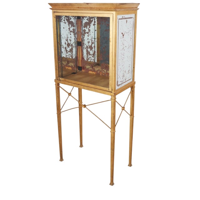 Directoire Style Gilt Metal & Eglomise Mirrored Glass Vintrine.